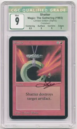 Graded Signed Shatter CGC 9 MINT Alpha Limited Artist Amy Weber 1993 MTG Magic! - Image 1
