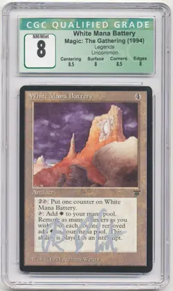 Graded Signed White Mana Battery CGC 8 Legends Artist Anthony S. Waters 1994 MTG - Image 1