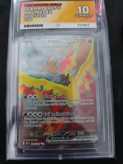 Pokemon TCG - Team Rocket's Moltres ex 208/182 - Destined Rivals ACE GRADED 10 - Image 1