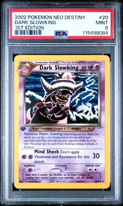 2002 POKEMON NEO DESTINY 1ST ED #20 DARK SLOWKING PSA 9 - Image 1