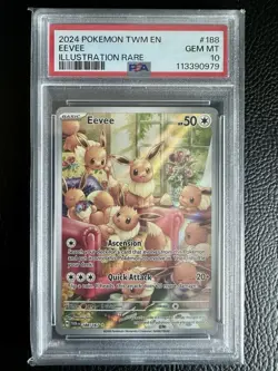 2024 POKEMON TWILIGHT MASQUERADE #188/167 EEVEE ILLUSTRATION RARE PSA 10 - Image 1