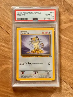 1999 Pokemon Jungle Meowth 56/64 PSA 10 GEM MINT - Image 1