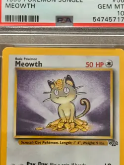 1999 Pokemon Jungle Meowth 56/64 PSA 10 GEM MINT - Image 4