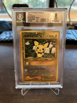 Pokemon Japanese Promo Pichu 2000 Neo Premium File 2 Reverse Holo BGS 8 - Image 1