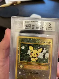Pokemon Japanese Promo Pichu 2000 Neo Premium File 2 Reverse Holo BGS 8 - Image 3