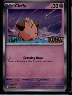 Pokemon TCG Cleffa 037 Scarlet & Violet Prerelease Staff Promo NM - Image 1