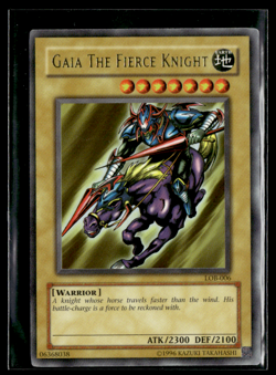 Yugioh 2002 Gaia The Fierce Knight Ultra Rare Holo LOB-006 MINT Unlimited - Image 1