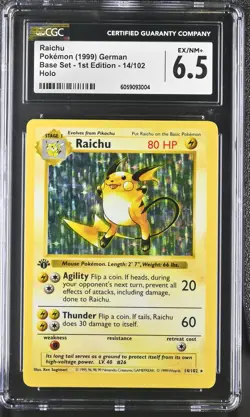 CGC 6.5 Raichu 1999 Base Set 1st Edition 14/102 Holo Pokemon Card *Mislabeled* - Image 1