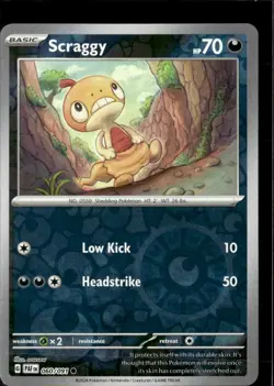 Pokemon Scraggy 060/091 Paldean Fates Reverse Holo Common 4 Card Lot - Image 1