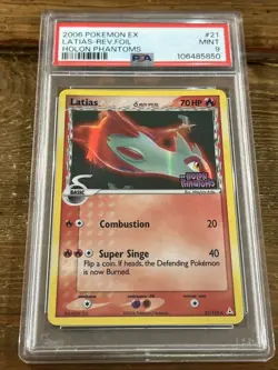 Latias EX Holon Phantoms 21/110 Rev. Foil Stamped Pokemon Card 2006. PSA MINT 9 - Image 4