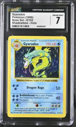 CGC 7 Gyarados 1999 Base Set 6/102 Shadowless Holo Pokemon Card psa - Image 1
