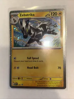 Pokemon TCG Destined Rivals Zebstrika Black Star Promo Card 201 SVP Cosmo Holo - Image 1