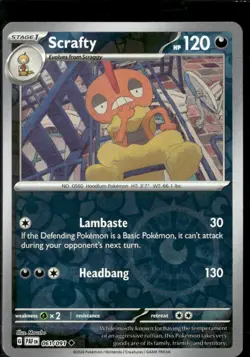Pokemon Scrafty 061/091 Paldean Fates Reverse Holo Uncommon 4 Card Lot - Image 1