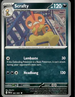 Pokemon Scrafty 061/091 Paldean Fates Non Holo Uncommon 5 Card Lot - Image 1