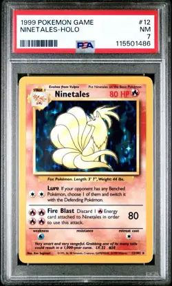 1999 POKEMON BASE SET UNLIMITED 12/102 NINETALES RARE HOLO PSA 7 - Image 1