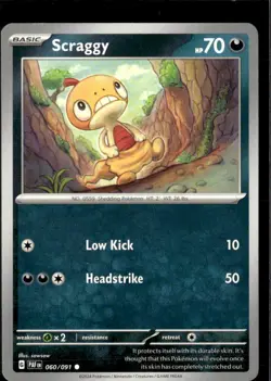 Pokemon Scraggy 060/091 Paldean Fates Non Holo Common 5 Card Lot - Image 1
