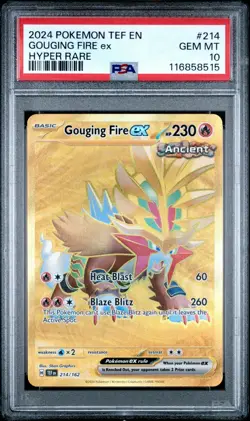 2024 POKEMON TEF EN-TEMPORAL FORCES HYPER RARE #214 GOUGING FIRE EX PSA 10 - Image 1