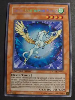Yugioh Crystal Beast Sapphire Pegasus CT04-EN002 Secret Rare EXC - Image 1