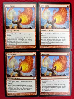 MTG 4X Lava Spike X4 Champions of Kamigawa Magic - (3X SP/NM & 1X MP) - Image 1
