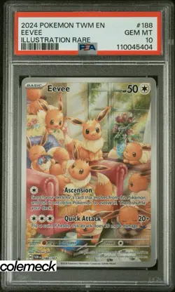 PSA 10 Gem Mint Eevee Illustration Rare 188/167 Pokemon 2024 Twilight Masquerade - Image 1
