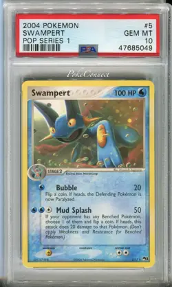 PSA 10 GEM MINT Pokemon SWAMPERT Non Holo Rare POP Series 1 #5/17 LOW POP - Image 1