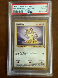 1999 pokemon jungle Meowth-gold border fruit roll promo (PSA 6) - Image 1