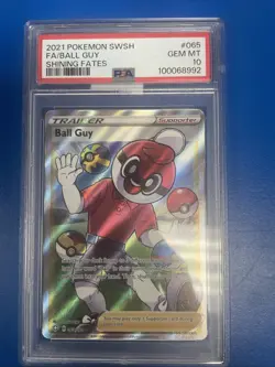 2021 Pokemon SW/SH FA/Ball Guy (Full Art) 065/072 Shining Fates Holo Gem MT 10 - Image 1