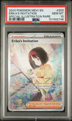 2023 POKEMON MEW EN-151 SPECIAL ILLUSTRATION RARE #203 ERIKA'S INVITATION PSA 10 - Image 1