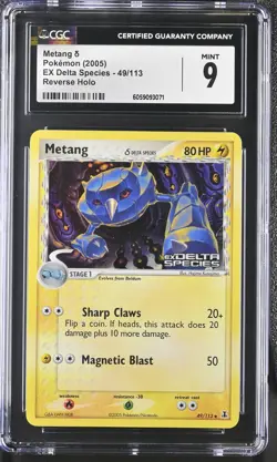 CGC 9 MINT Metang EX Delta Species 49/113 Reverse Holo STAMPED Pokemon Card psa - Image 1