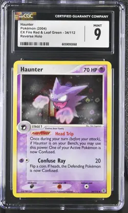 CGC 9 MINT Haunter EX Fire Red & Leaf Green 34/112 Reverse Holo Pokemon Card psa - Image 1