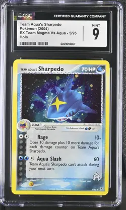 CGC 9 Team Aqua's Sharpedo EX Team Magma Vs 5/95 Holo SWIRL Pokemon Card psa - Image 1