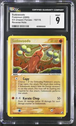 CGC 9 Sudowoodo EX Unseen Forces 15/115 Reverse Holo STAMPED Pokemon Card psa - Image 1