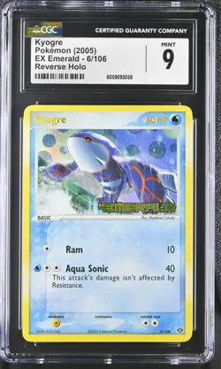 CGC 9 MINT Kyogre 2005 EX Emerald 6/106 Reverse Holo STAMPED Pokemon Card - Image 1