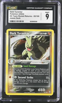CGC 9 Dark Tyranitar Holo EX Team Rocket Returns 20/109 Jessie Deck Pokemon Card - Image 1