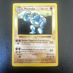 Machoke 34/102 LP - SHADOWLESS - 1999 Base Pokemon Card - Image 1