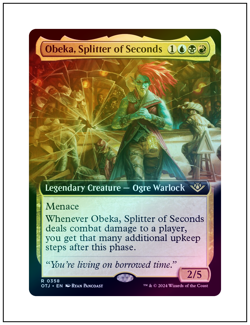 1x Obeka, Splitter of Seconds, Outlaws, Extended Art Foil, MTG NM - Image 1