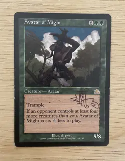 VTG 2000 MTG Avatar Of Might Prophecy PLD Green Rare Magic The Gathering Signed - Image 1