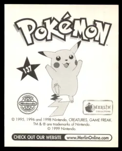 1999 Pokemon Merlin Stickers Porygon U.K. #137 Vintage - Image 2