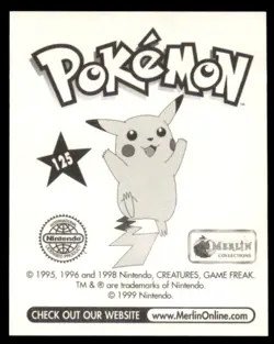 1999 Pokemon Merlin Stickers Electabuzz U.K. #125 Vintage - Image 2