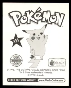 1999 Pokemon Merlin Stickers Ditto U.K. #132 Vintage - Image 2