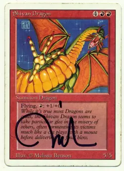 Shivan Dragon Revised Signed Melissa Benson Magic The Gathering MTG - Image 1