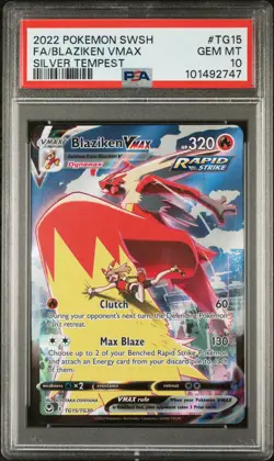 2022 POKEMON SWORD & SHIELD SILVER TEMPEST #TG15 FULL ART/BLAZIKEN VMAX PSA 10 - Image 1
