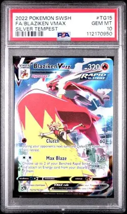 2022 POKEMON SWORD & SHIELD SILVER TEMPEST #TG15 FULL ART/BLAZIKEN VMAX PSA 10 - Image 1