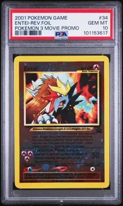 PSA 10 GEM MINT Entei 34 Pokemon Movie 3 Black Star Promo Holo - Image 1