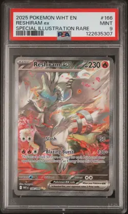 PSA 9 Pokemon WHT EN - White Flare Reshiram EX 166 Special Illustration Rare - Image 1