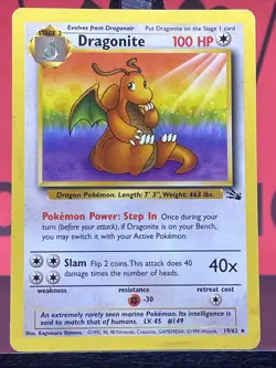 Dragonite 19/62 Fossil WOTC Pokemon TCG Regular Rare 1999 LP - Image 3