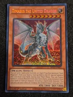 Yugioh Timaeus the United Dragon Prismatic Secret MP23-EN003 1st Near Mint - Image 1