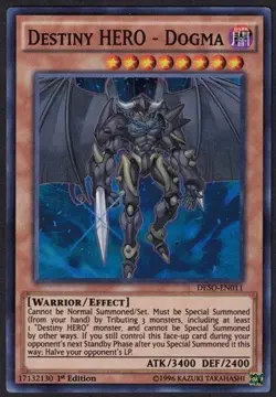 Yugioh Destiny HERO - Dogma DESO-EN011 Super Rare 1st Ed - NM - Image 1