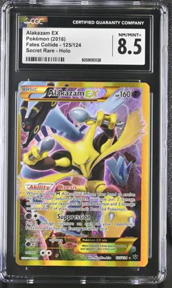CGC 8.5 Alakazam EX 2016 Fates Collide 125/124 Secret Rare Holo Pokemon Card psa - Image 1