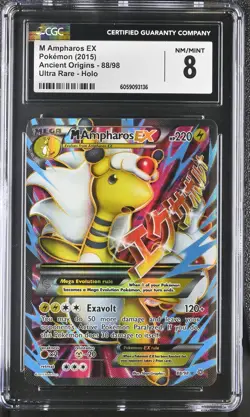 CGC 8 M Ampharos EX 2015 Ancient Origins 88/98 Ultra Rare Holo Pokemon Card psa - Image 1